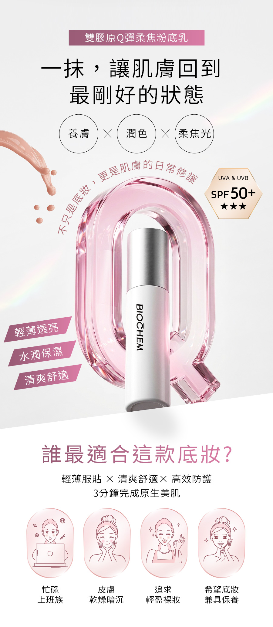 雙膠原Q彈柔膠粉底乳